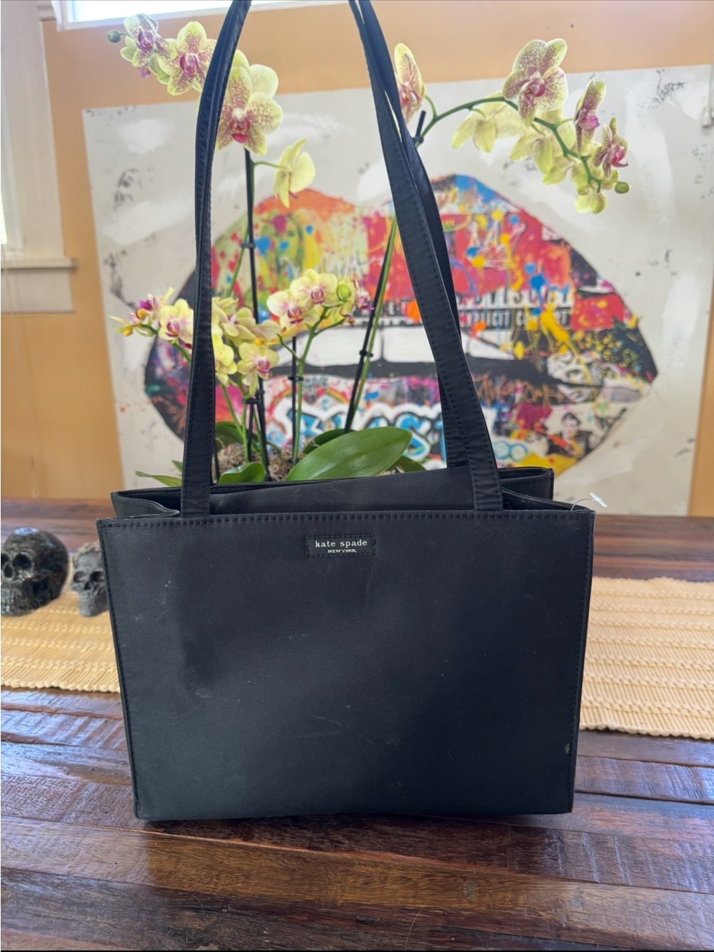 kate spade Black Structured Tote with Top Handles